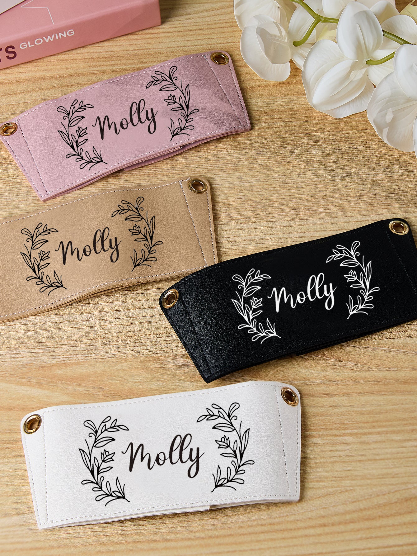 40oz Custom Floral Pattern Water Bottle Carrier Bag