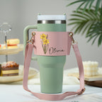 40oz  Personalized Birth Flower Water Bottle Carrier Bag
