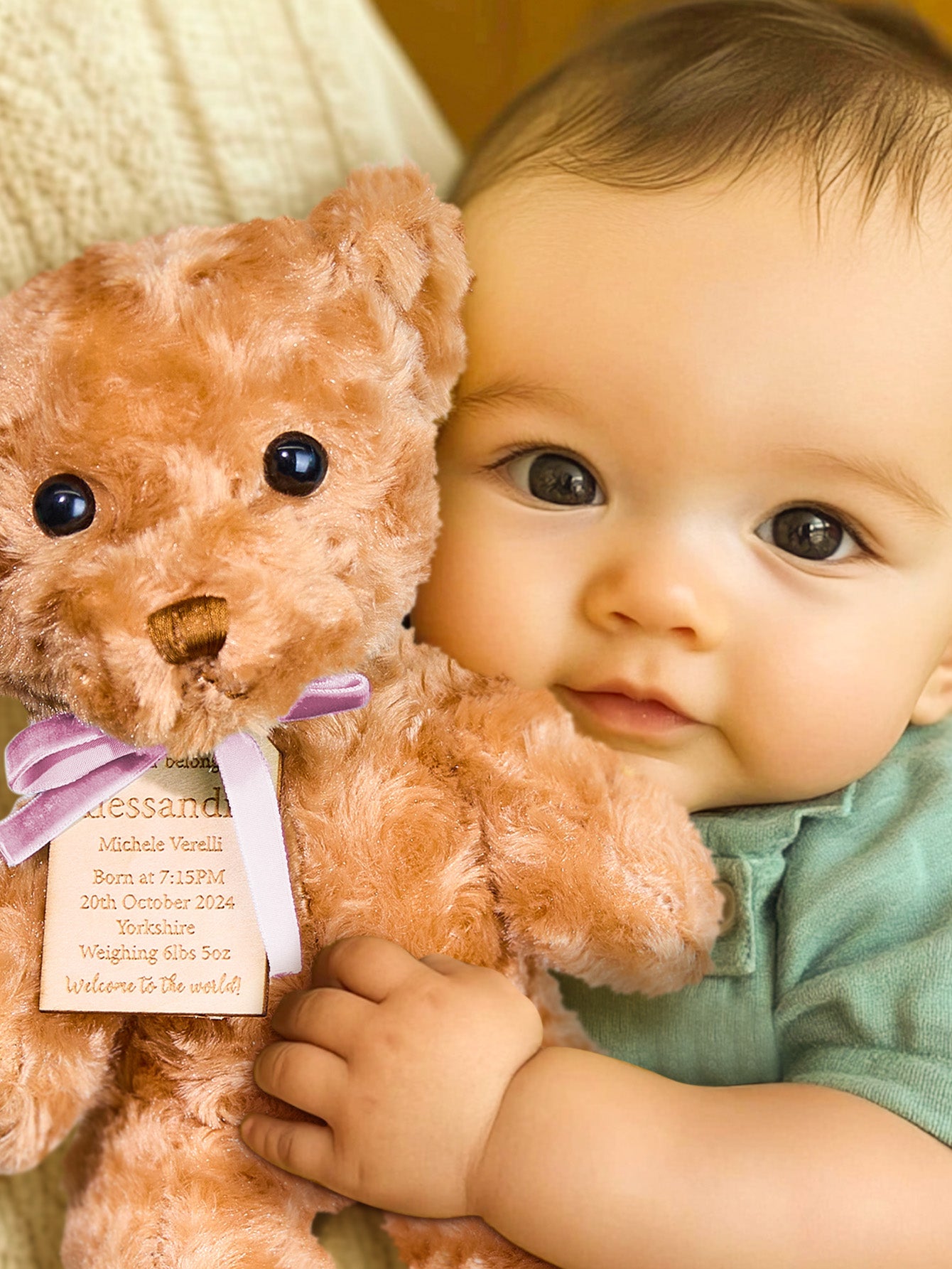 Personalized Bear Plush Birth Stats Stuffed Animal Birth Announcement Gifts