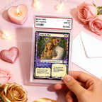 Personalized Photo & Text Couple Game Card with Card Sleeve and Heart Sequins