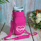 Personalized Water Bottle Carrier Bag for 40oz Stanley Tumbler with Straw Topper Pouch