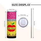 Personalized Glitter Apple 20oz Skinny Tumbler with Straw