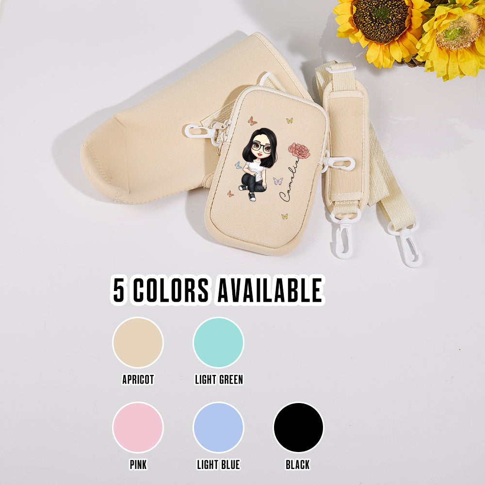 40oz Personalized Cartoon Birth Flower Waterproof Bottle Carrier Bag