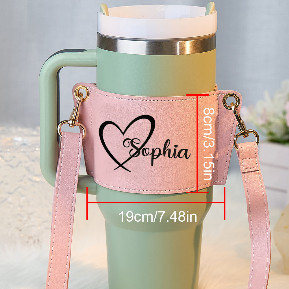 Personalized Water Bottle Carrier Bag for 40oz Stanley Tumbler with Adjustable Strap