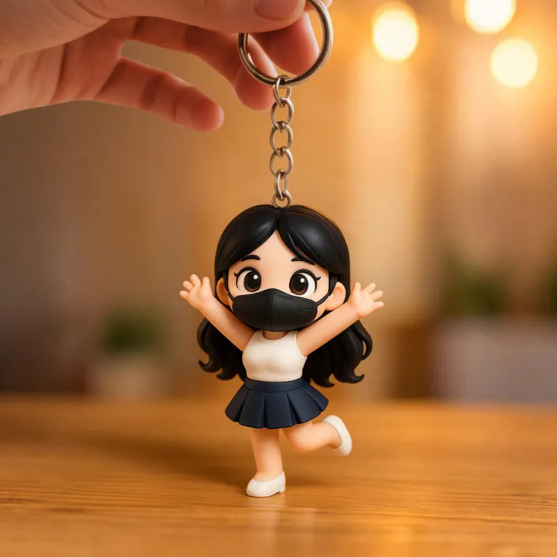 Custom 3D Mini Figure Keychain Figure from Your Photo Personalized Mini Doll