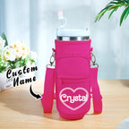 Personalized Water Bottle Carrier Bag for 40oz Stanley Tumbler with Straw Topper Pouch