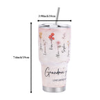 Custom 30oz Insulated Tumbler with Watercolor Birth Flower Name Text