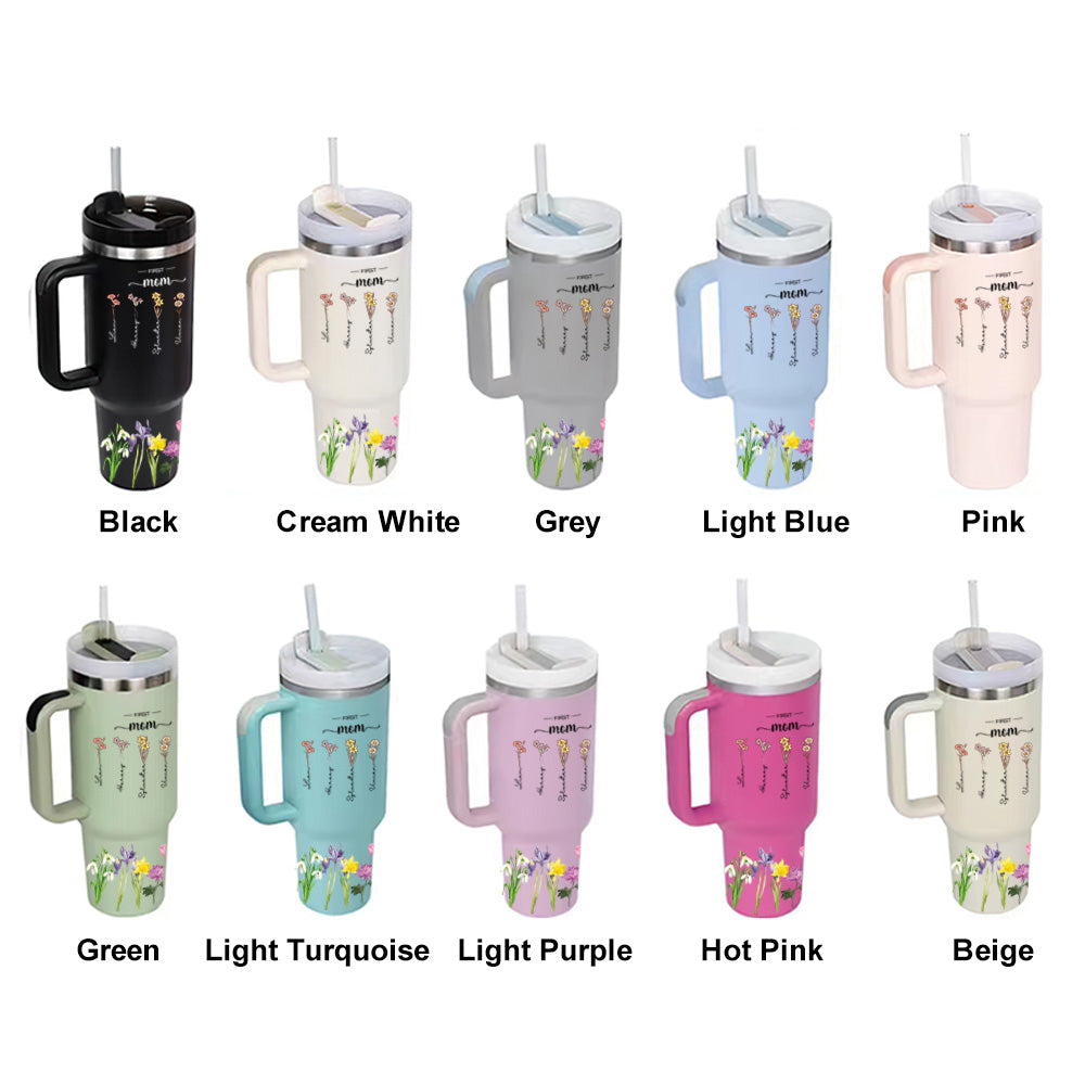 Personalized First Mom Now Grandma 40oz Tumbler with Straw