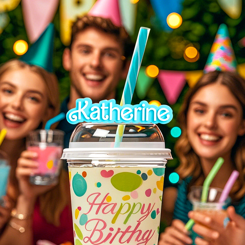 Personalized 3D Printed Name Straw Topper
