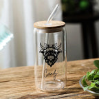 Personalized Highland Cow Tumbler with Name Clear Can Glass