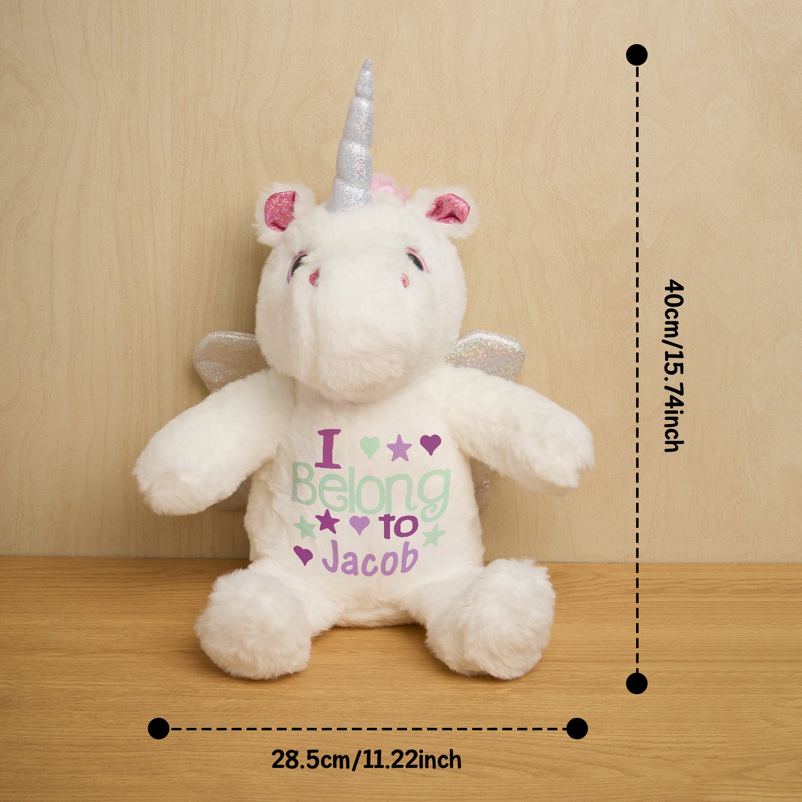 Personalized Unicorn Plush Stuffed Animal Birth Announcement