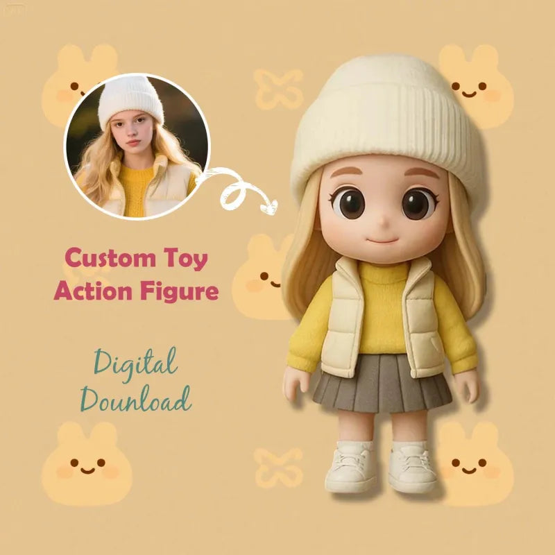 Custom 1 Person 3D Mini Figure From Your Photo Personalized Toy Figure Gifts For Kids (Production Time: 10-15 Business Days)