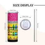 Personalized Glitter Apple 20oz Skinny Tumbler with Straw