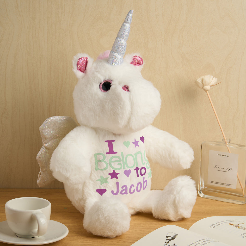 Personalized Unicorn Plush Stuffed Animal Birth Announcement