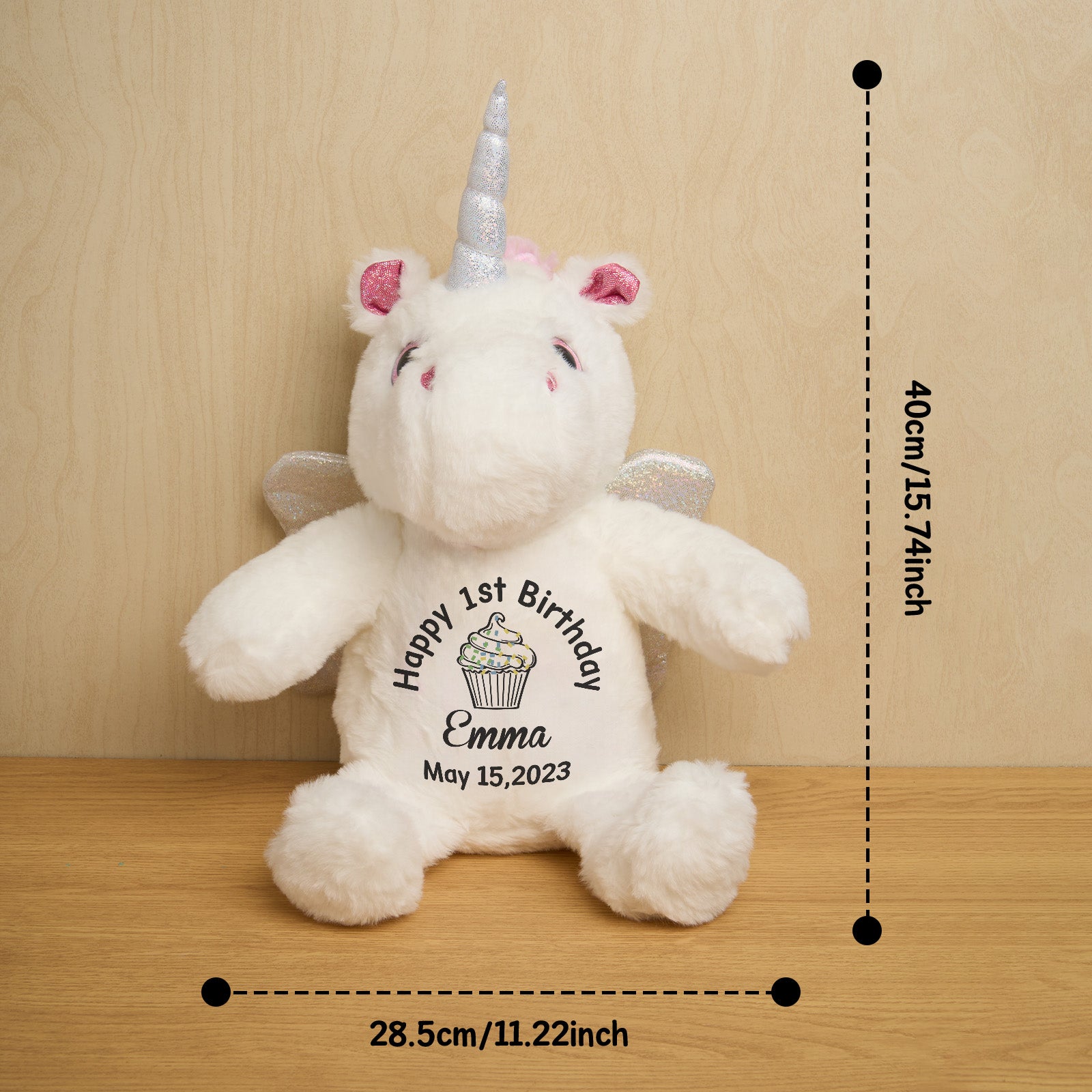 Personalized Unicorn Plush Stuffed Animal Birth Announcement