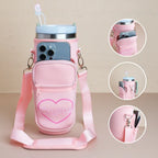 Personalized Water Bottle Carrier Bag for 40oz Stanley Tumbler with Straw Topper Pouch