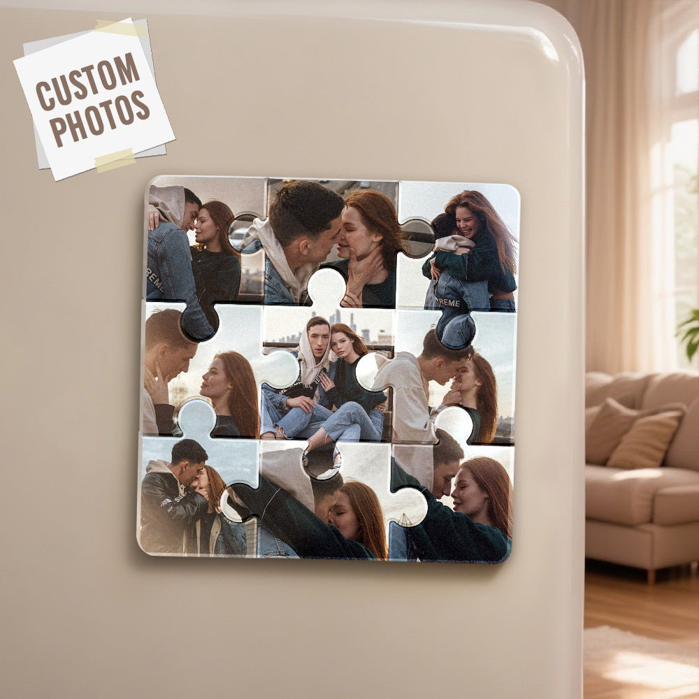 Personalized Photo Puzzle-Shaped Fridge Magnet – Custom Gift