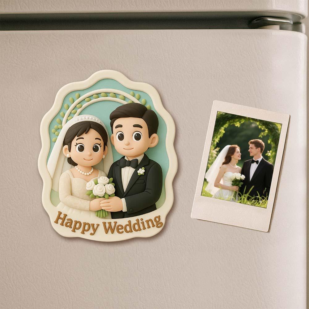 Custom 3D Printed Fridge Magnet from Photo 3D Mini Figurine Refrigerator Magnet Personalized Cartoon Character with Magnetic Backing