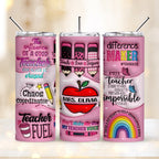 Personalized 3D Apple Pencil Design 20oz Skinny Tumbler Lid and Straw