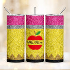 Personalized Glitter Apple 20oz Skinny Tumbler with Straw