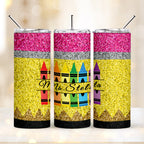 Personalized Glitter Apple 20oz Skinny Tumbler with Straw