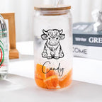 Custom Highland Cow Tumbler with Name Clear Can Glass