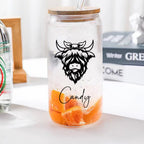 Personalized Highland Cow Tumbler with Name Clear Can Glass