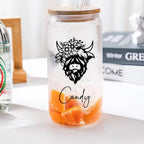 Personalized Highland Cow Tumbler with Name Clear Can Glass