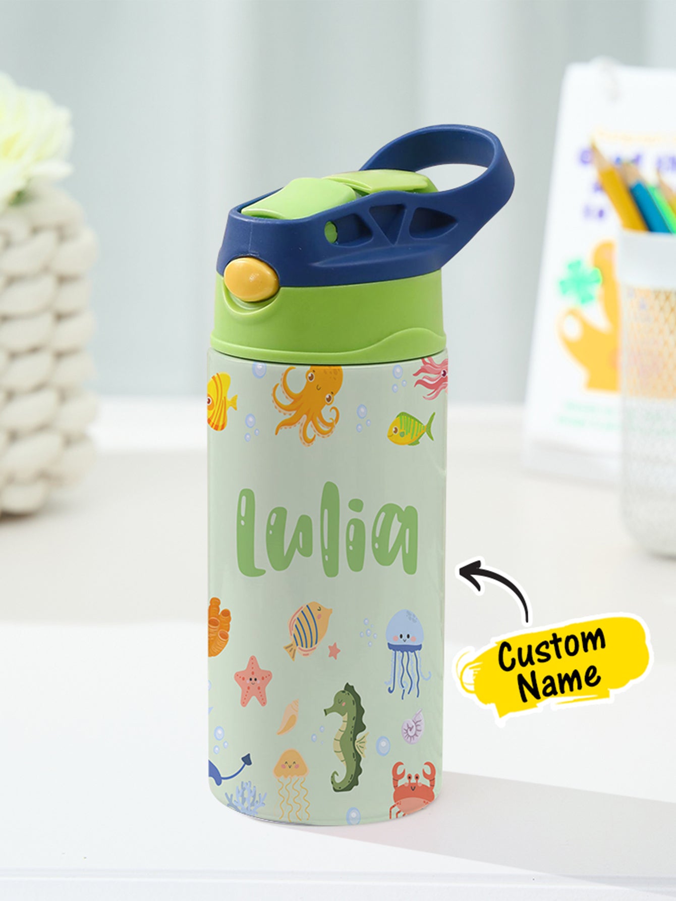 350ML Personalized Name Ocean Animals Stainless Steel Tumbler