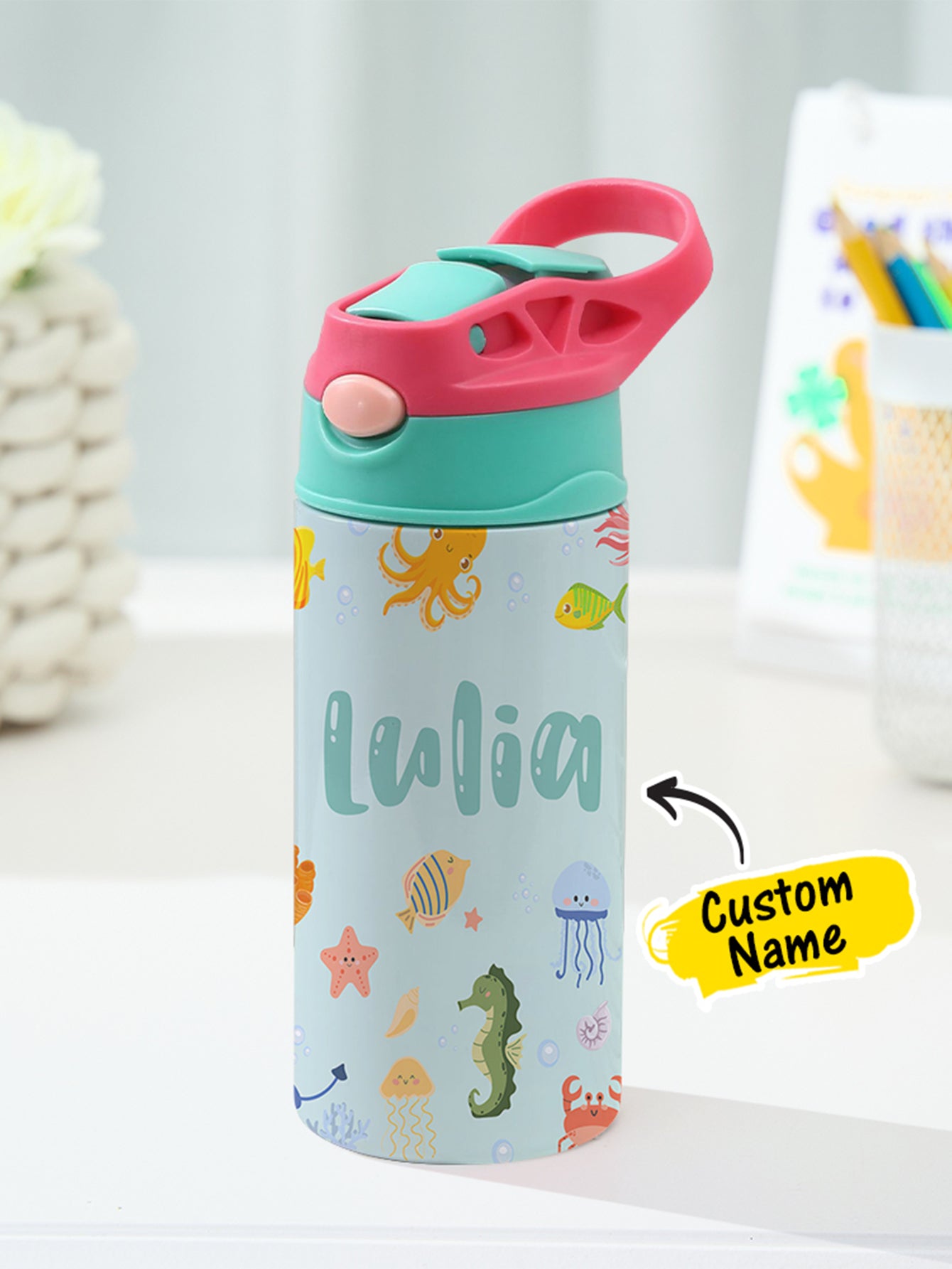 350ML Personalized Name Ocean Animals Stainless Steel Tumbler