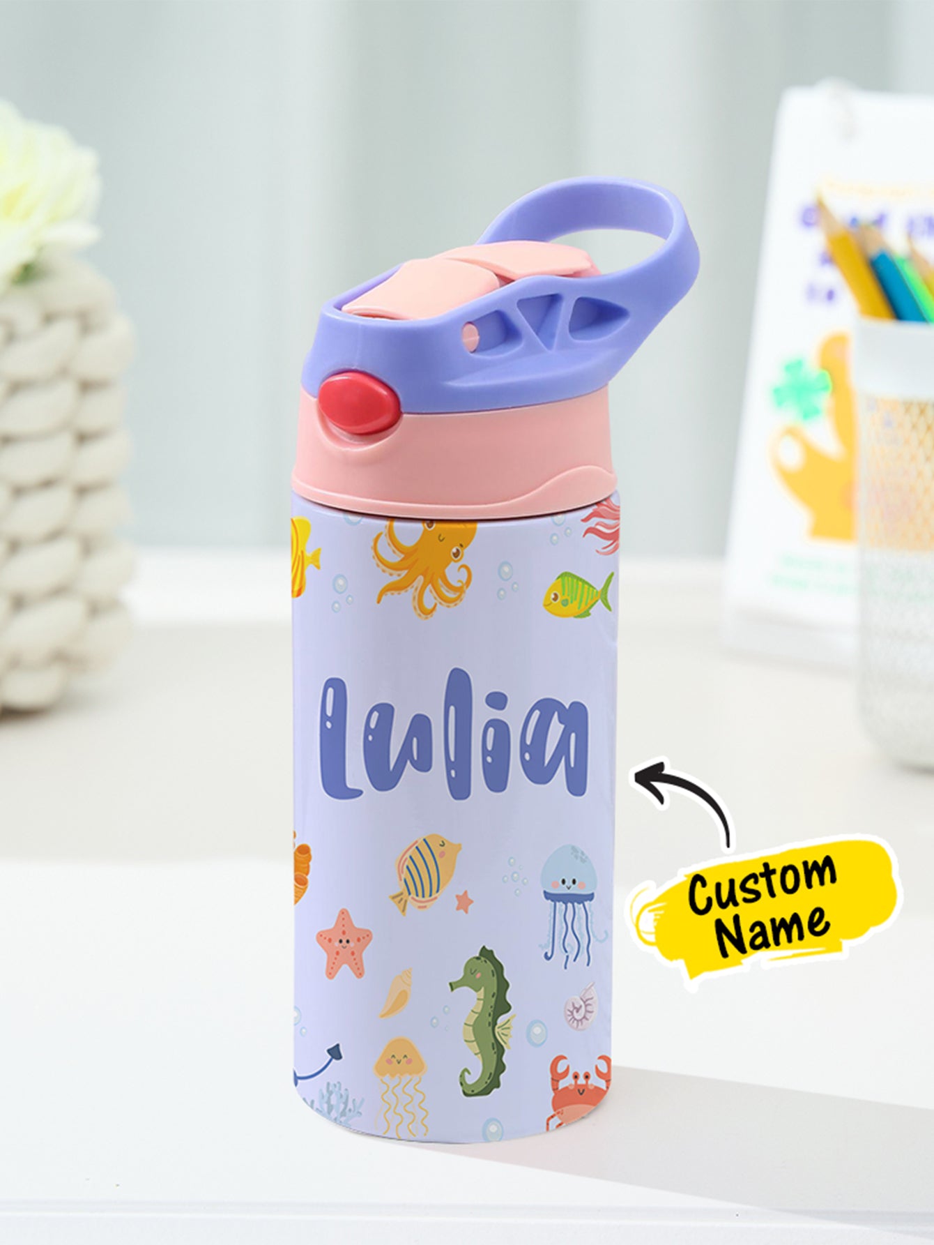 350ML Personalized Name Ocean Animals Stainless Steel Tumbler