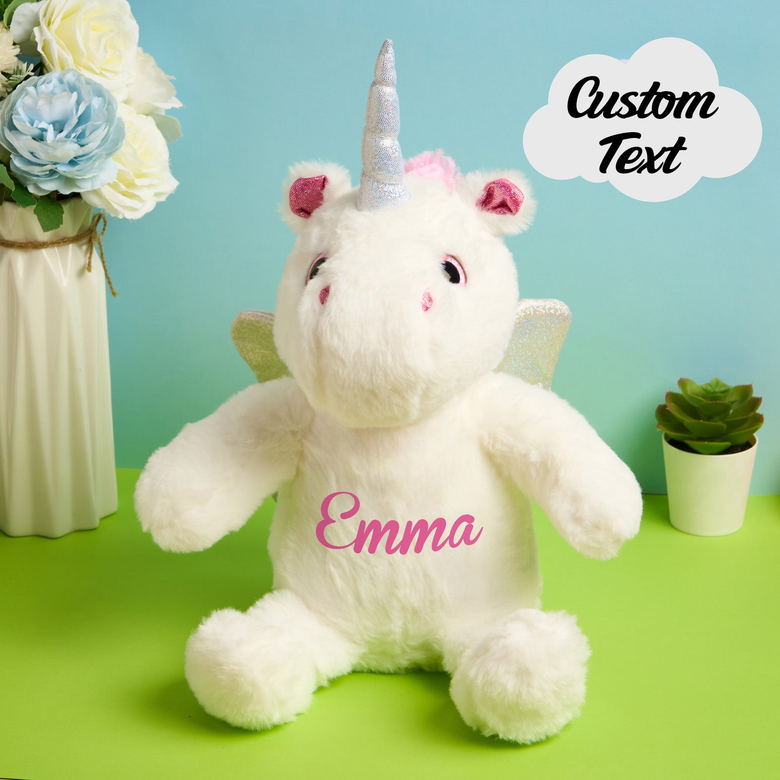 Personalized Unicorn Plush Stuffed Animal Birth Announcement