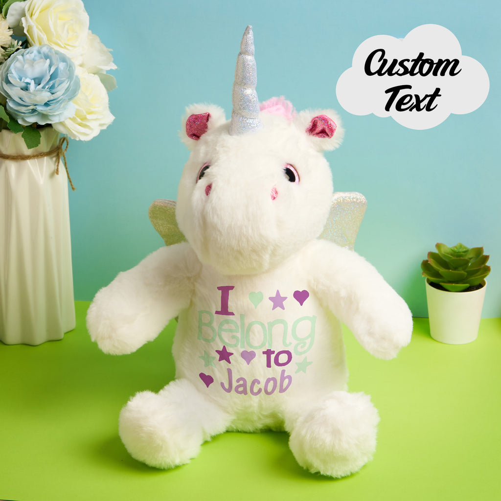 Personalized Unicorn Plush Stuffed Animal Birth Announcement