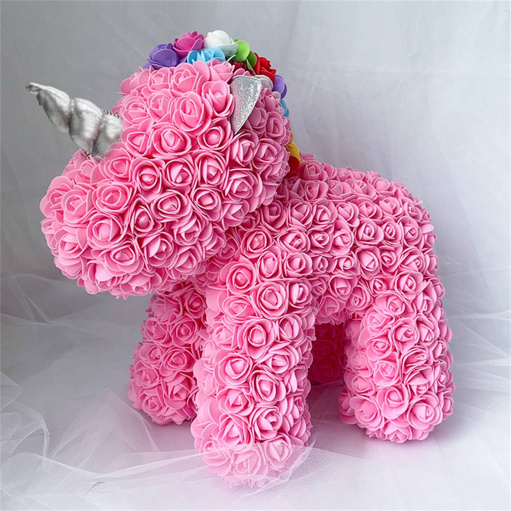 Enchanting Rose Flower Unicorn - Handmade Mythical Beast for Valentine's Day