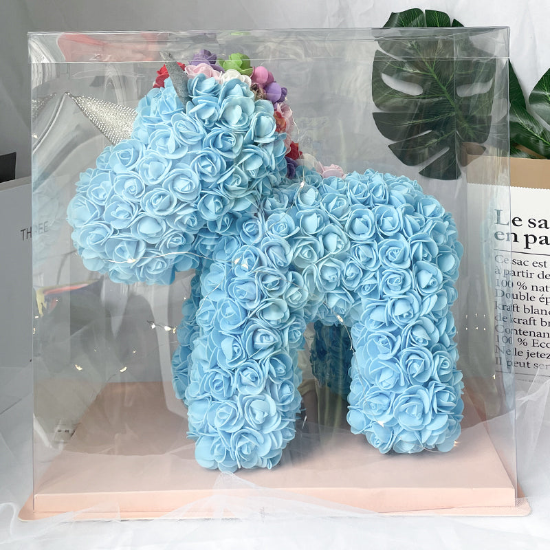 Enchanting Rose Flower Unicorn - Handmade Mythical Beast for Valentine's Day