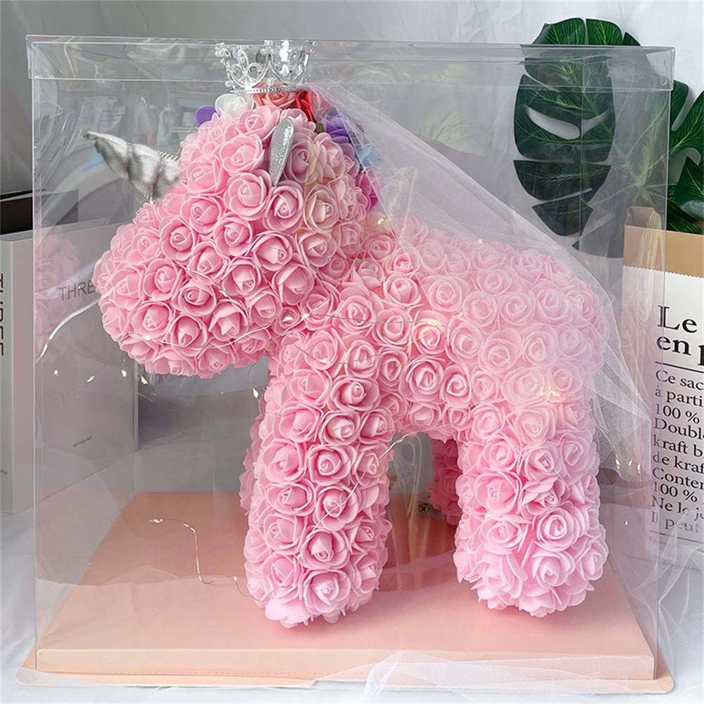Enchanting Rose Flower Unicorn - Handmade Mythical Beast for Valentine's Day