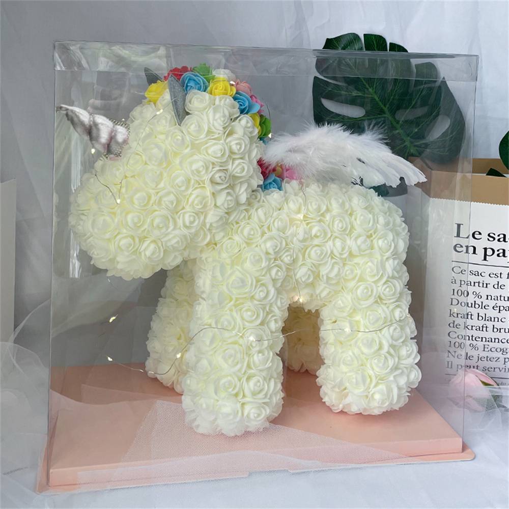 Enchanting Rose Flower Unicorn - Handmade Mythical Beast for Valentine's Day