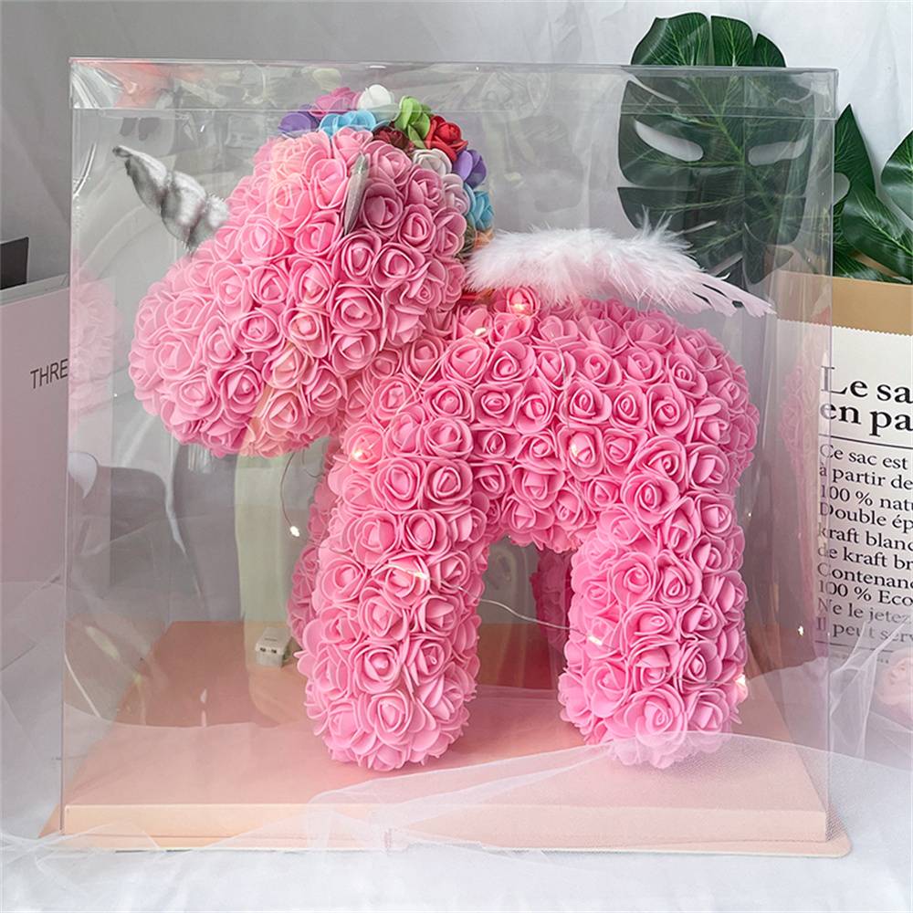 Enchanting Rose Flower Unicorn - Handmade Mythical Beast for Valentine's Day