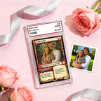 Personalized Photo & Text Couple Game Card with Card Sleeve and Heart Sequins