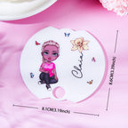 40oz Personalized Cartoon Girl Birth Flower Tumbler Name Tag Lid Topper