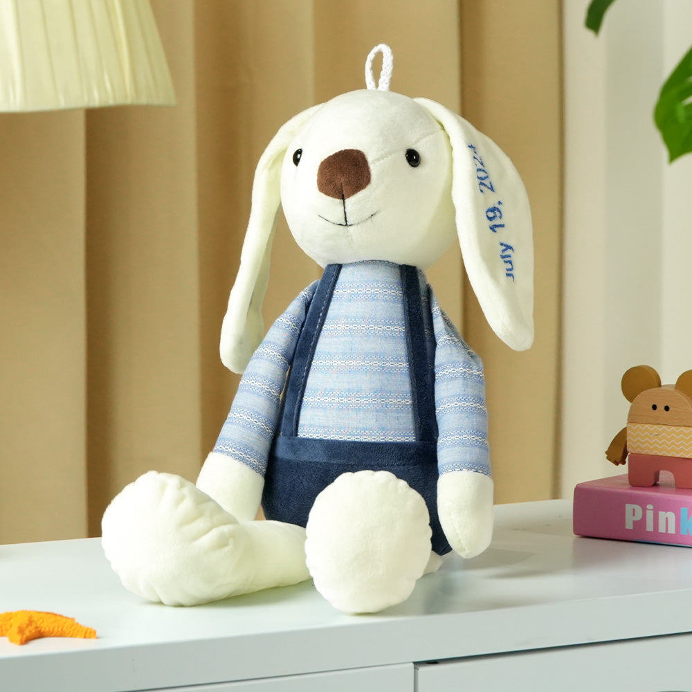 Personalized Bunny Plush Toys Custom Rabbit with Embroidered Name Gift for Children