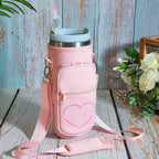 Personalized Water Bottle Carrier Bag for 40oz Stanley Tumbler with Straw Topper Pouch