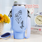 Personalized Birth Flower Waterproof Bottle Carrier Bag for 40oz Stanley Tumbler