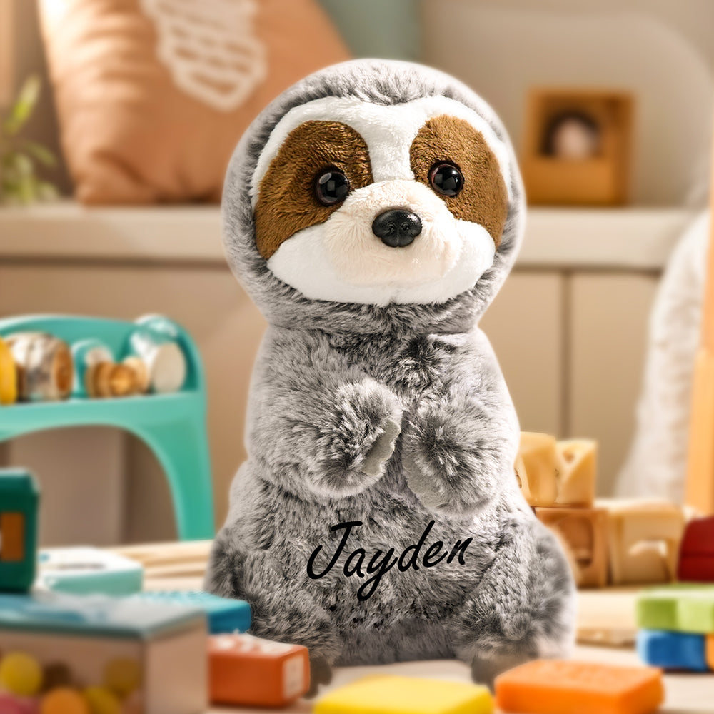 Personalized Sloth Plush Stuffed Toy with Custom Text Gift