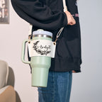 40oz Personalized Floral Pattern Water Bottle Carrier Bag