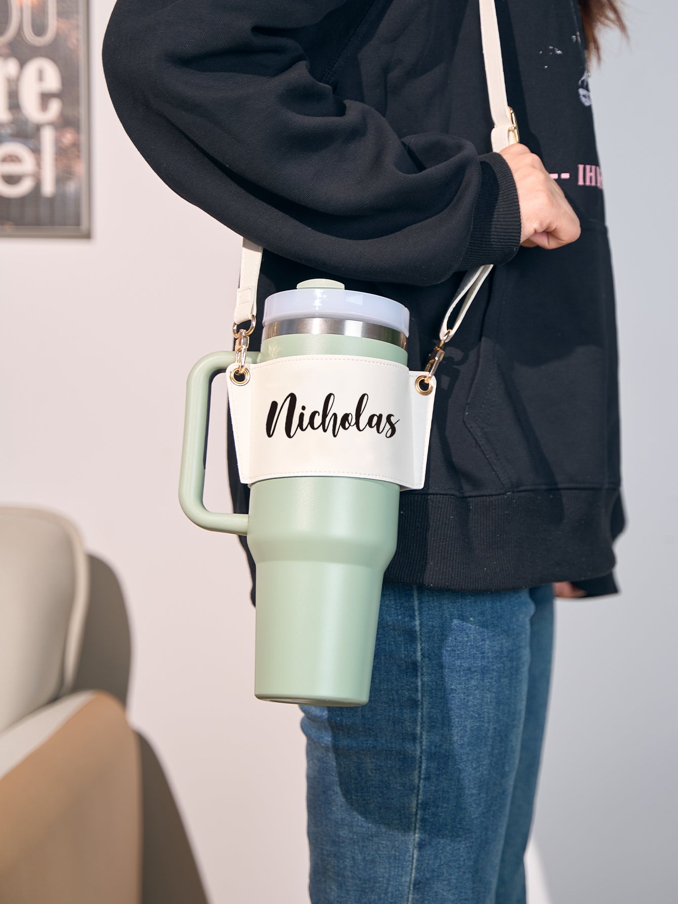 40oz Custom Name Water Bottle Carrier Bag