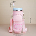 Personalized Water Bottle Carrier Bag for 40oz Stanley Tumbler with Straw Topper Pouch
