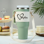 Personalized Water Bottle Carrier Bag for 40oz Stanley Tumbler with Adjustable Strap