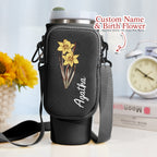 40oz  Personalized Birth Flower Waterproof Bottle Carrier Bag