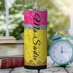 Personalized Glitter Apple 20oz Skinny Tumbler with Straw